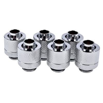 Alphacool 13/10mm Chrome Compression Fitting - Six Pack