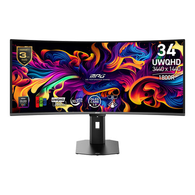 B Grade MSI MPG 341CQR QD-OLED X36 34" 3440 x 1440 360Hz 0.03ms Adaptive-Sync Curved Ultrawide Gaming Monitor
