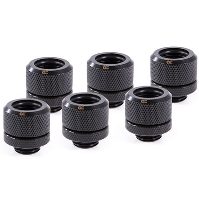 Alphacool 14mm Black Hard Tube Compression Fitting - Six Pack