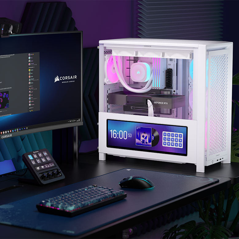 Corsair FRAME 4000D LCD RS ARGB Premium Mid-Tower PC Case - White