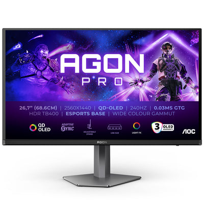 AOC Agon 27" AG276QZD2 QD-OLED 2560x1440 280Hz FreeSync 0.03ms HDMI 2.1 Widescreen Gaming Monitor