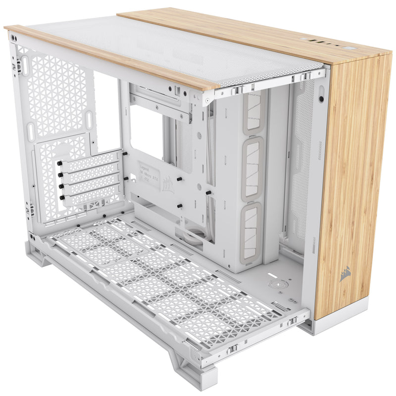 Corsair 2500X Micro ATX Dual Chamber PC Case, White/Bamboo (CC-9011288-WW)