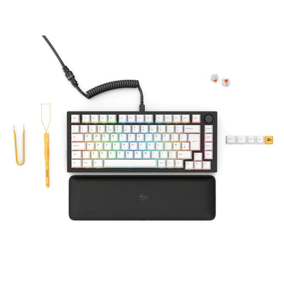 Glorious GMMK Pro 75% USB Gaming Keyboard Fox Switch White Keycaps Black Frame Pre-Built UK Layout