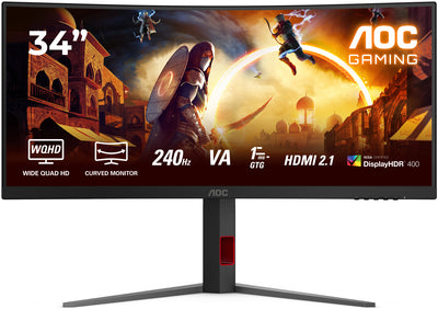 AOC 34" CU34G4Z 3440x1440 Fast VA 240Hz 1ms Curved 450cd/m2 HDR400 HDMI 2.1 Ultrawide PC Gaming Monitor