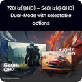 LG 27GX790B-B UltraGear 27” OLED QHD/FHD Dual Mode 540Hz/720Hz FreeSync/G-SYNC Widescreen Gaming Monitor