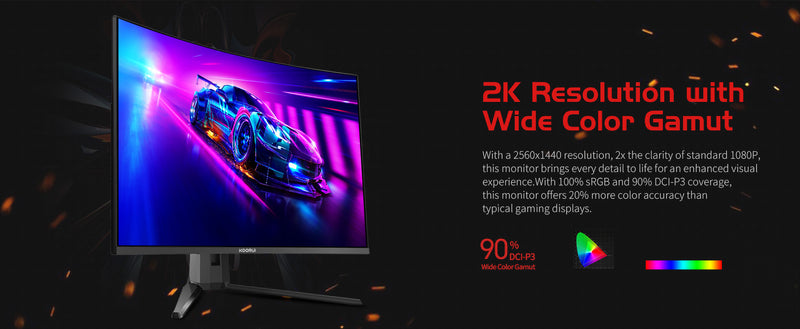 KOORUI G3221SC 32" 2560x1440 VA 170Hz 1ms A-Sync Curved Widescreen Gaming Monitor