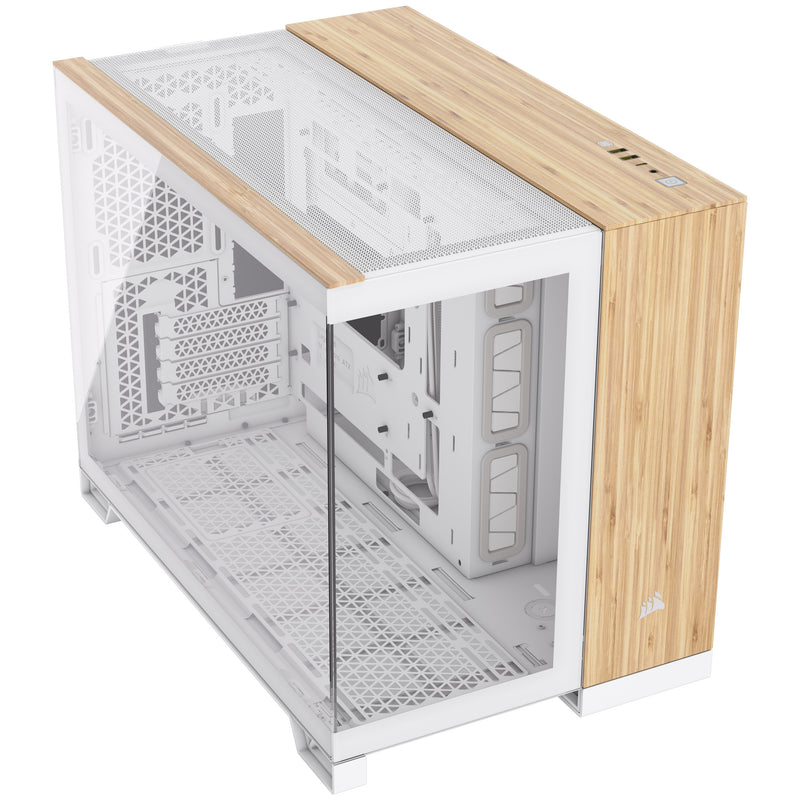Corsair 2500X Micro ATX Dual Chamber PC Case, White/Bamboo (CC-9011288-WW)