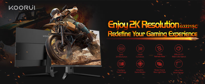 KOORUI G3221SC 32" 2560x1440 VA 170Hz 1ms A-Sync Curved Widescreen Gaming Monitor