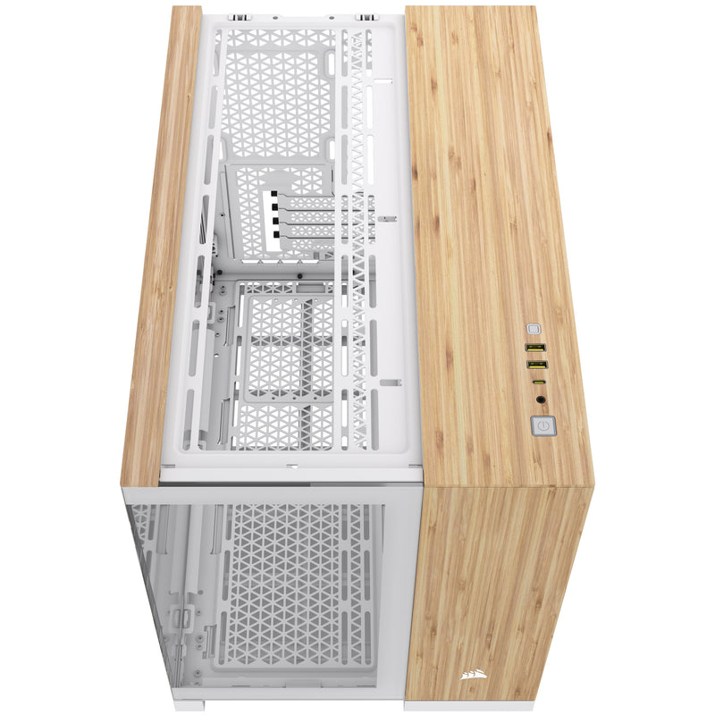 Corsair 2500X Micro ATX Dual Chamber PC Case, White/Bamboo (CC-9011288-WW)