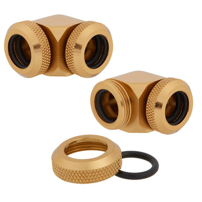 Corsair Hydro X Series XF Hardline 90° Angled 12mm Gold Fitting - Twin Pack (CX-9052023-WW)