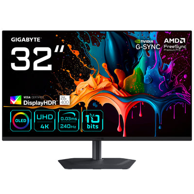 GIGABYTE MO32U2 32” 4K UHD OLED 240Hz 0.03ms KVM FreeSync Premium Pro Widescreen Gaming Monitor