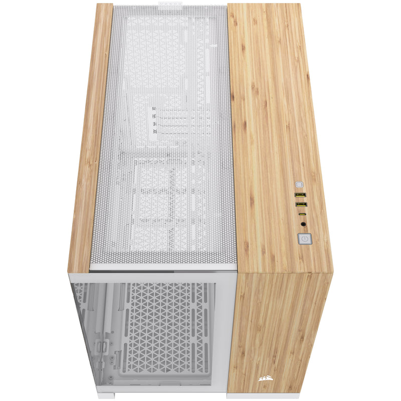 Corsair 2500X Micro ATX Dual Chamber PC Case, White/Bamboo (CC-9011288-WW)