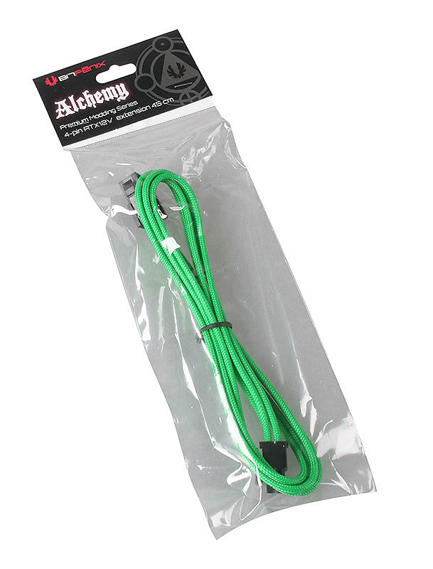 BitFenix Alchemy 4-Pin ATX12V Extension 45cm - sleeved green/black
