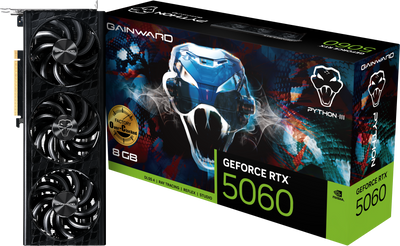 Gainward GeForce RTX 5060 Python III OC 8GB GDDR7 PCI-Express Graphics Card