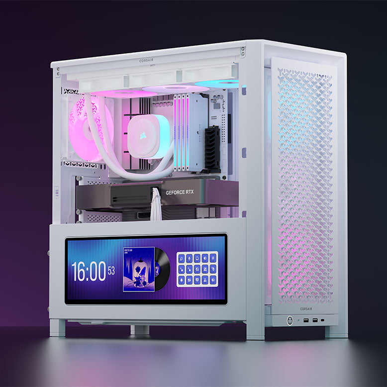 Corsair FRAME 4000D LCD RS ARGB Premium Mid-Tower PC Case - White