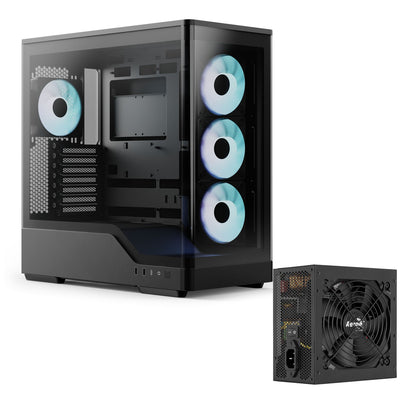 Aerocool P500A Mid Tower Case - Black & 850W Integrator Gold - Builder Bundle