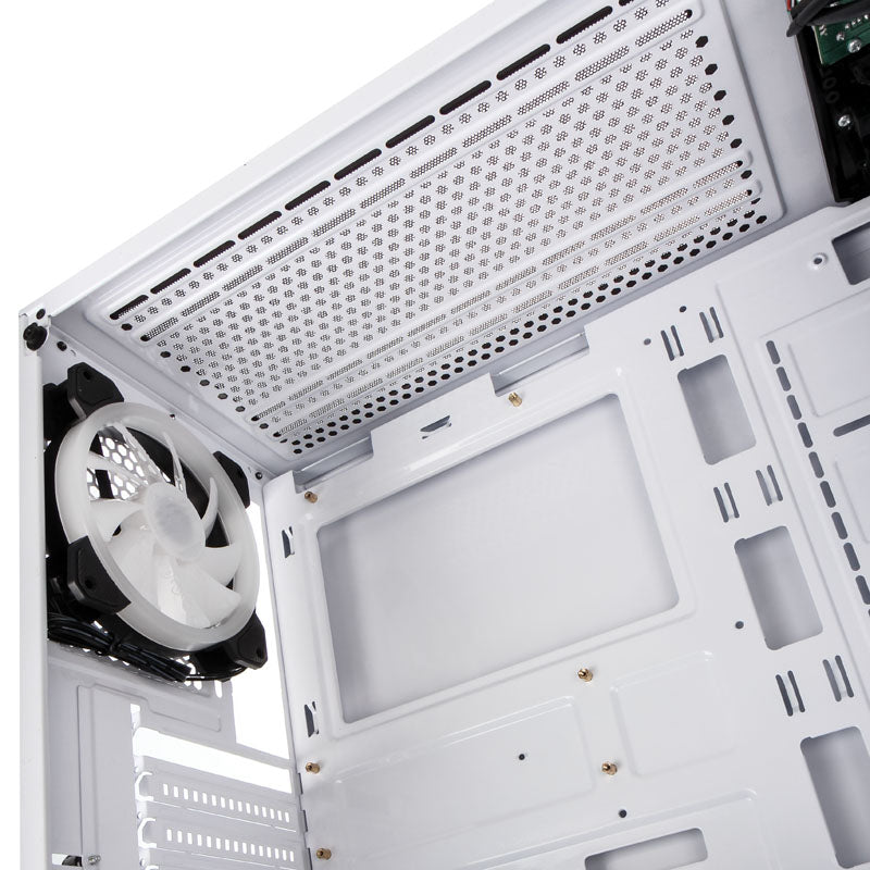 Kolink Observatory Midi Tower RGB Gaming Case - White Tempered Glass Window