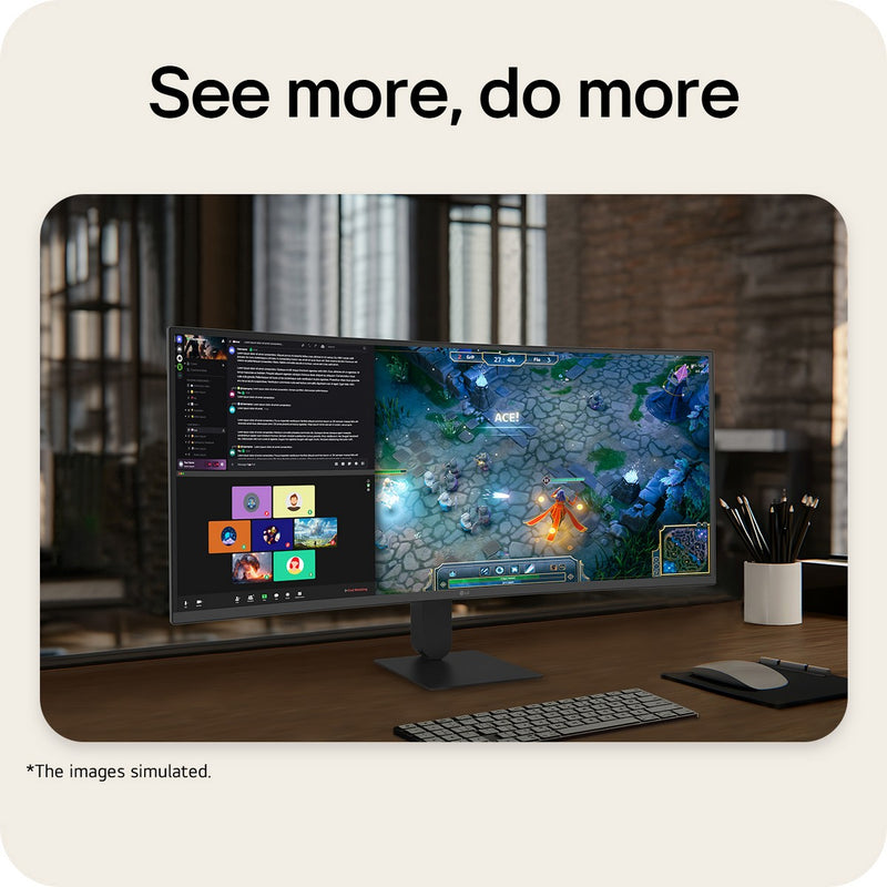 LG UltraWide 34U620B-B 34" 3440x1440 WQHD VA 144Hz FreeSync Curved Ultrawide Productivity Monitor