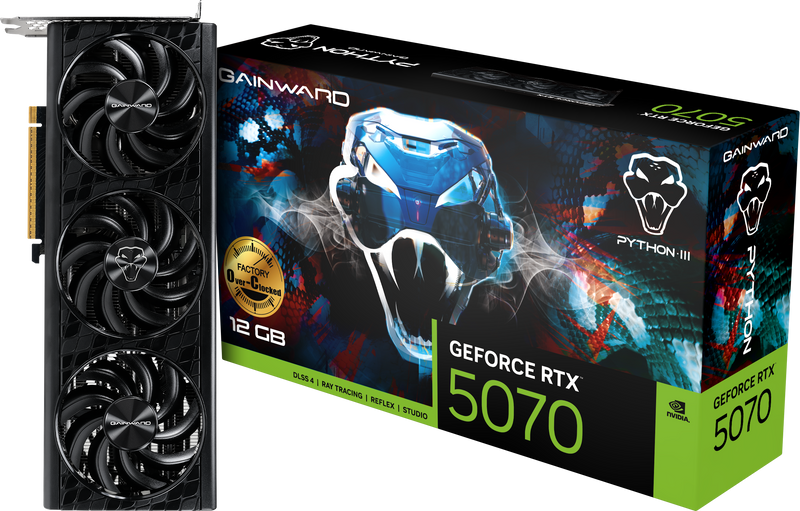 Gainward GeForce RTX 5070 Python III OC 12GB GDDR7 PCI-Express Graphics Card