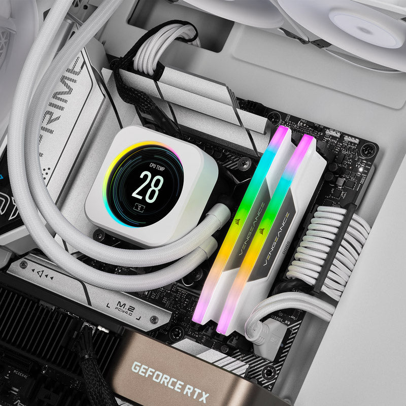Corsair Vengeance RGB XMP 32GB (2X16GB) DDR5 C30 6000MHz Dual Channel Kit - White