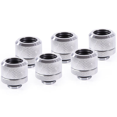 Alphacool 14mm Chrome Hard Tube Compression Fitting - Six Pack