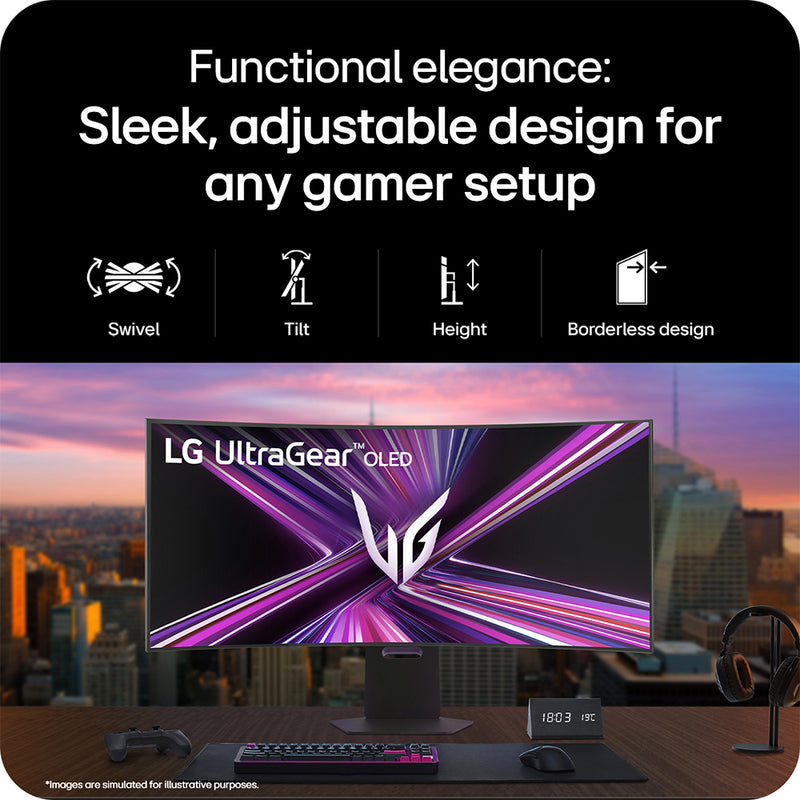 LG UltraGear GX9 5K2K 45GX950A-B 45" WOLED 5120x2160 165Hz 0.03ms FreeSync G-Sync Compatible USB-C HDMI 2.1 DP 2.1 800R Curved Ultrawide Gaming Monitor