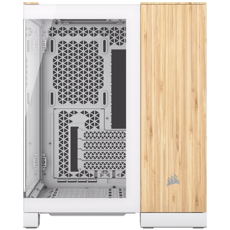 Corsair 2500X Micro ATX Dual Chamber PC Case, White/Bamboo (CC-9011288-WW)