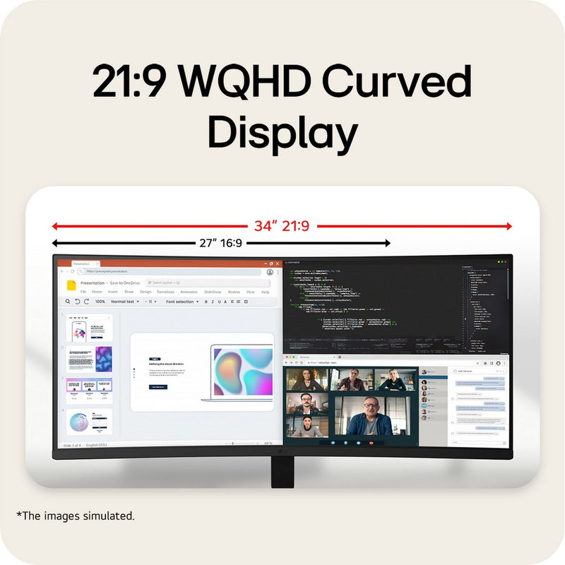 LG UltraWide 34U601B-B 34" 3440x1440 WQHD VA 120Hz FreeSync Curved Ultrawide Productivity Monitor