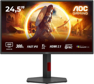 B Grade AOC 24.5" Q25G4SR 2560x1440 300Hz 1ms Fast IPS HDR400 G-Sync Compatible Widescreen Monitor