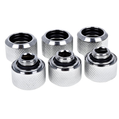 Alphacool Eiszapfen 16mm Chrome Hard Tube Compression Fittings - Six Pack