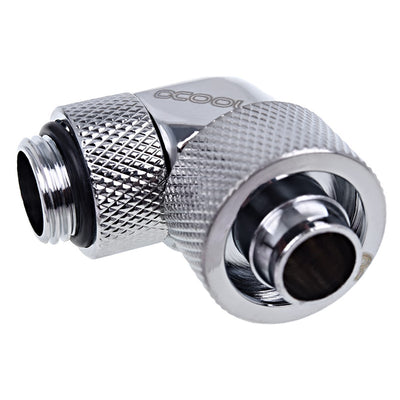 Alphacool 16/10mm Threaded Rotatable 90 Degree G1 / 4 Fitting - Chrome