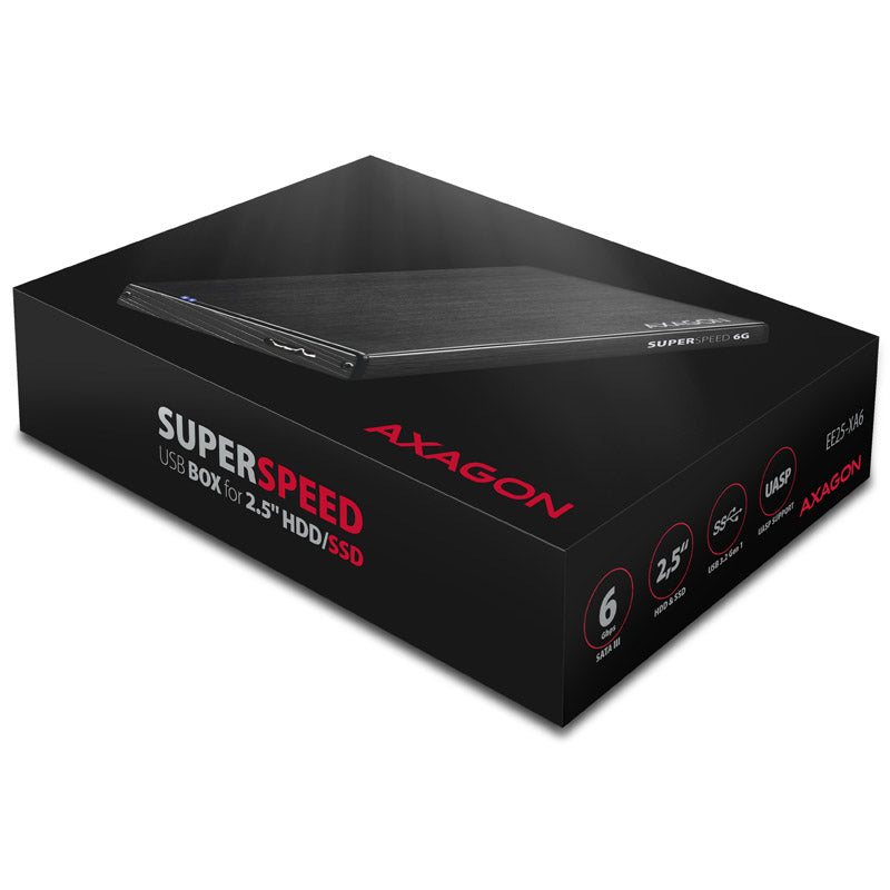 AXAGON EE25-XA6 USB3.0 - SATA 6G 2.5" External Enclosure - Black