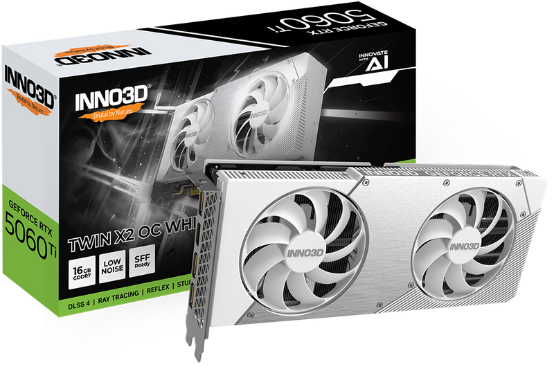Inno3D GeForce RTX 5060 Ti Twin X2 OC White 16GB GDDR7 PCI-Express Graphics Card