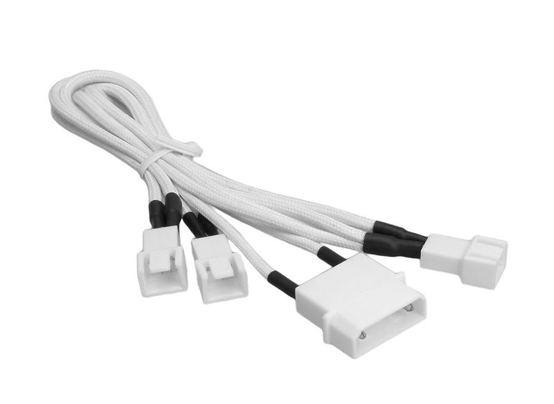 BitFenix Alchemy Molex to 3x 3-Pin Adapter 20cm - sleeved white/white