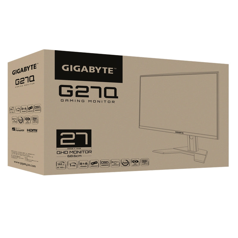 Gigabyte 27" G27Q 2560x1440 IPS 144Hz 1ms FreeSync/G-Sync Compatible LED Backlit Widescreen Gamin