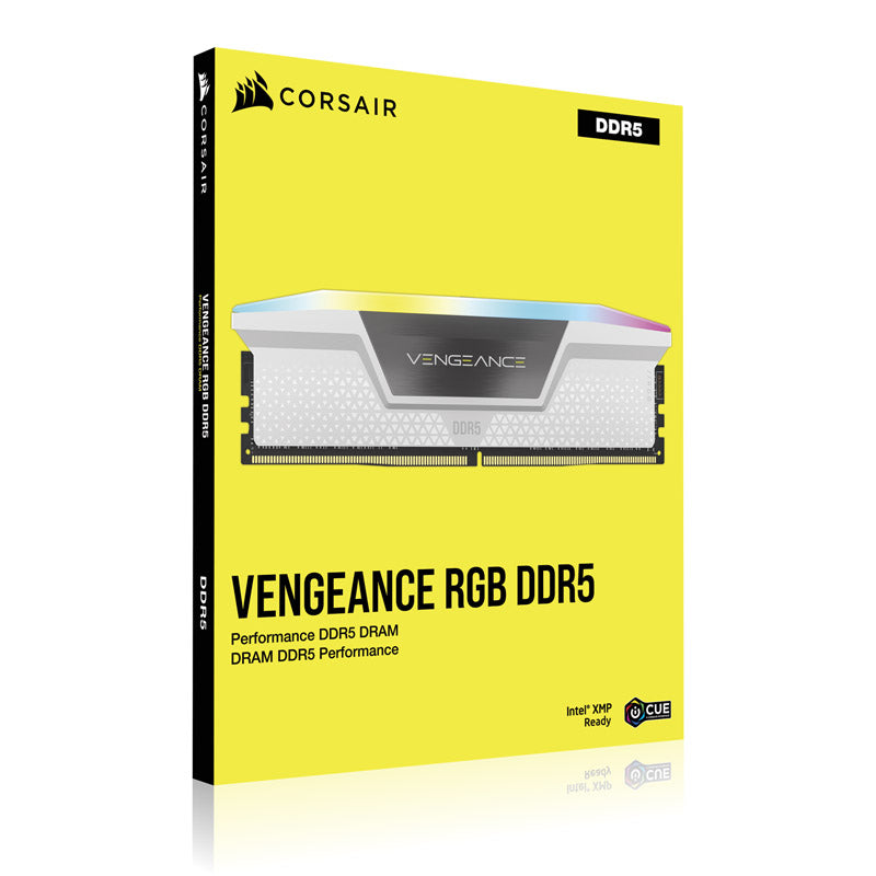 Corsair Vengeance RGB XMP 32GB (2X16GB) DDR5 C30 6000MHz Dual Channel Kit - White