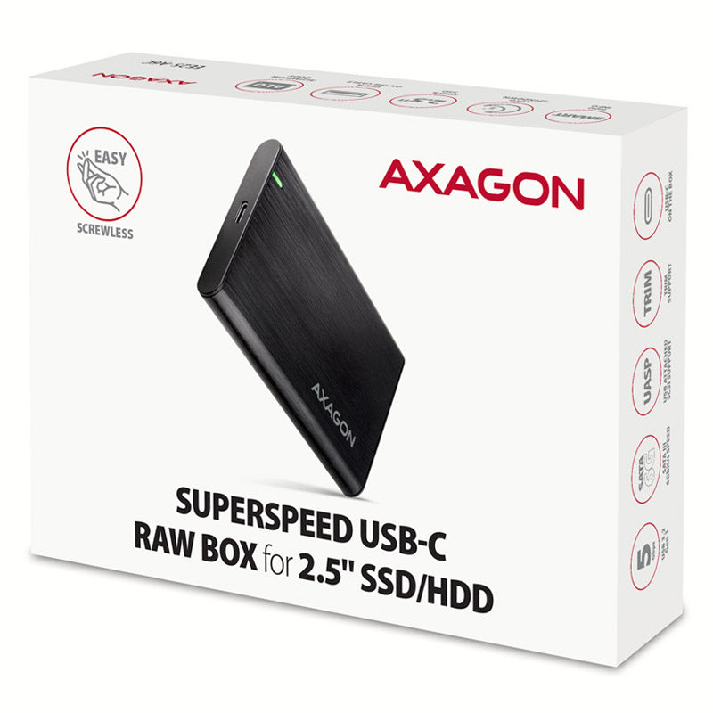 AXAGON EE25-A6C USB-C 3.2 - SATA 6G 2.5" External Hard Drive Enclosure - Black