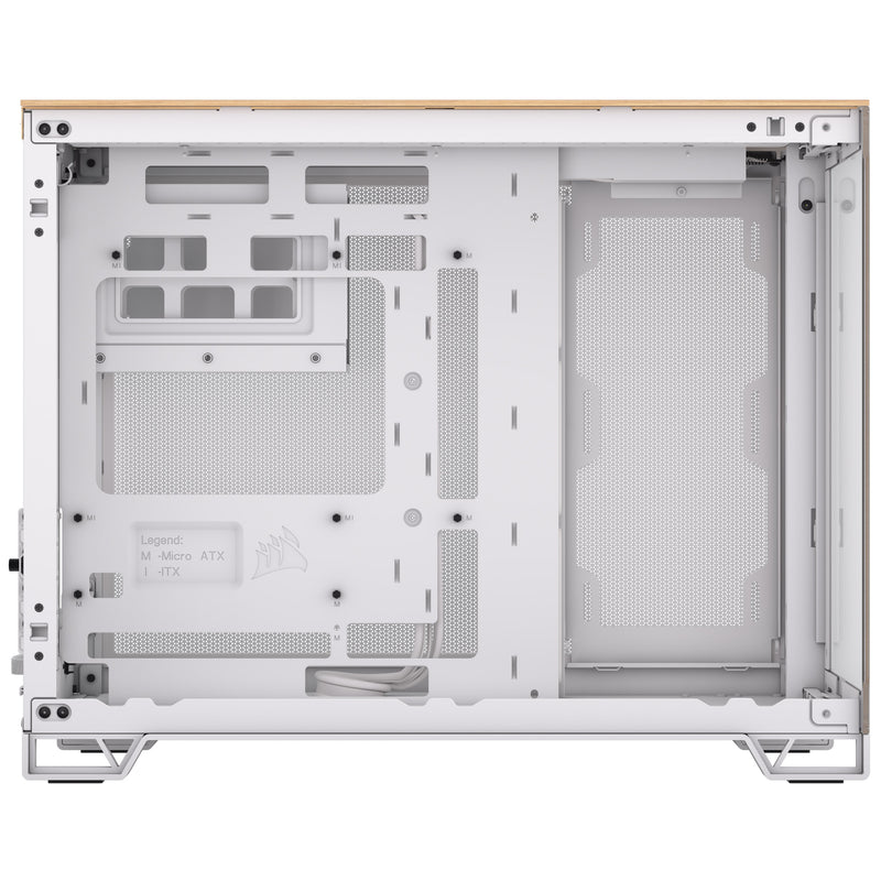 Corsair 2500X Micro ATX Dual Chamber PC Case, White/Bamboo (CC-9011288-WW)