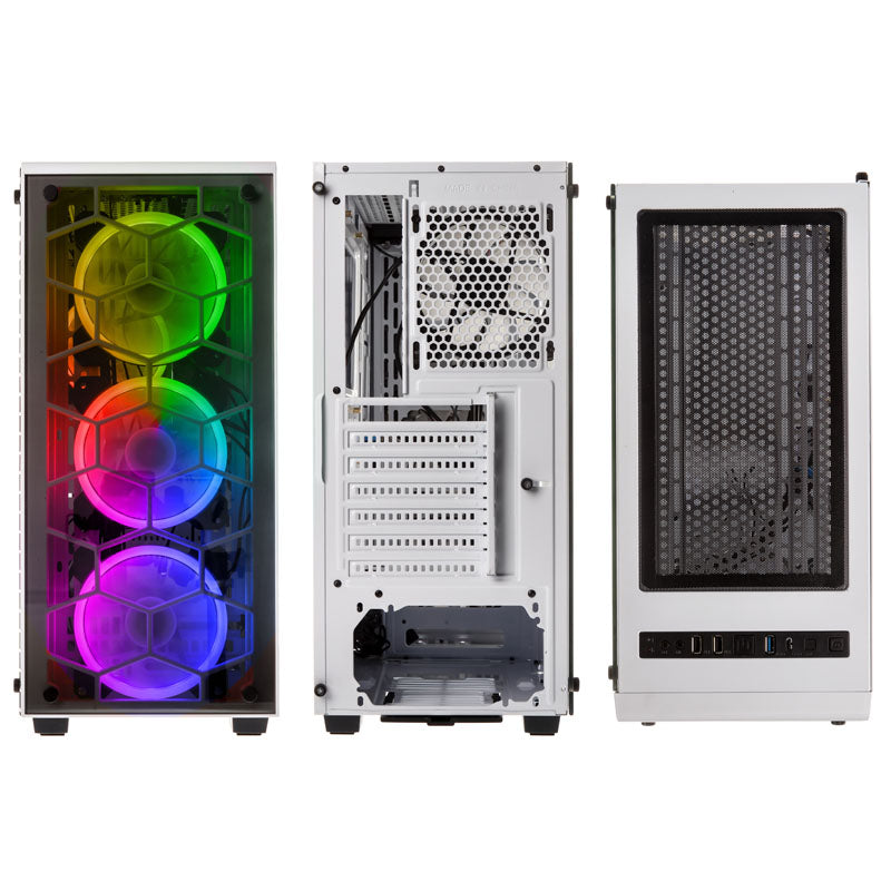 Kolink Observatory Midi Tower RGB Gaming Case - White Tempered Glass Window