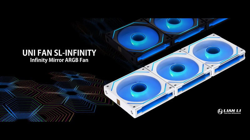 B Grade Lian Li UNI SL120 INF Addressable RGB Black 120mm Triple Fan Pack with Controller